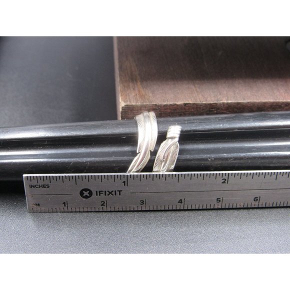 Size 6.75 Sterling Silver Lena Platero Feather Wrap Band Ring Vintage Statement - Picture 7 of 8